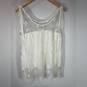 POL White Lace Tank Top